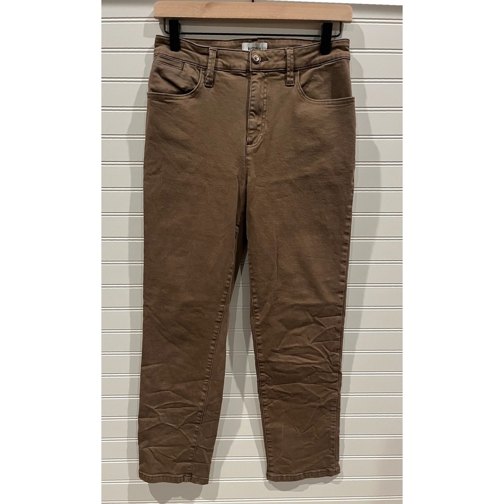 Pistola Brown High Rise Crop Straight Leg Pants Casual Denim Womens 27